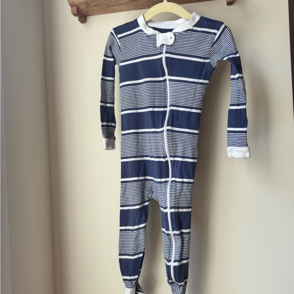 Burt's Bees Baby Navy and White Striped Footie
